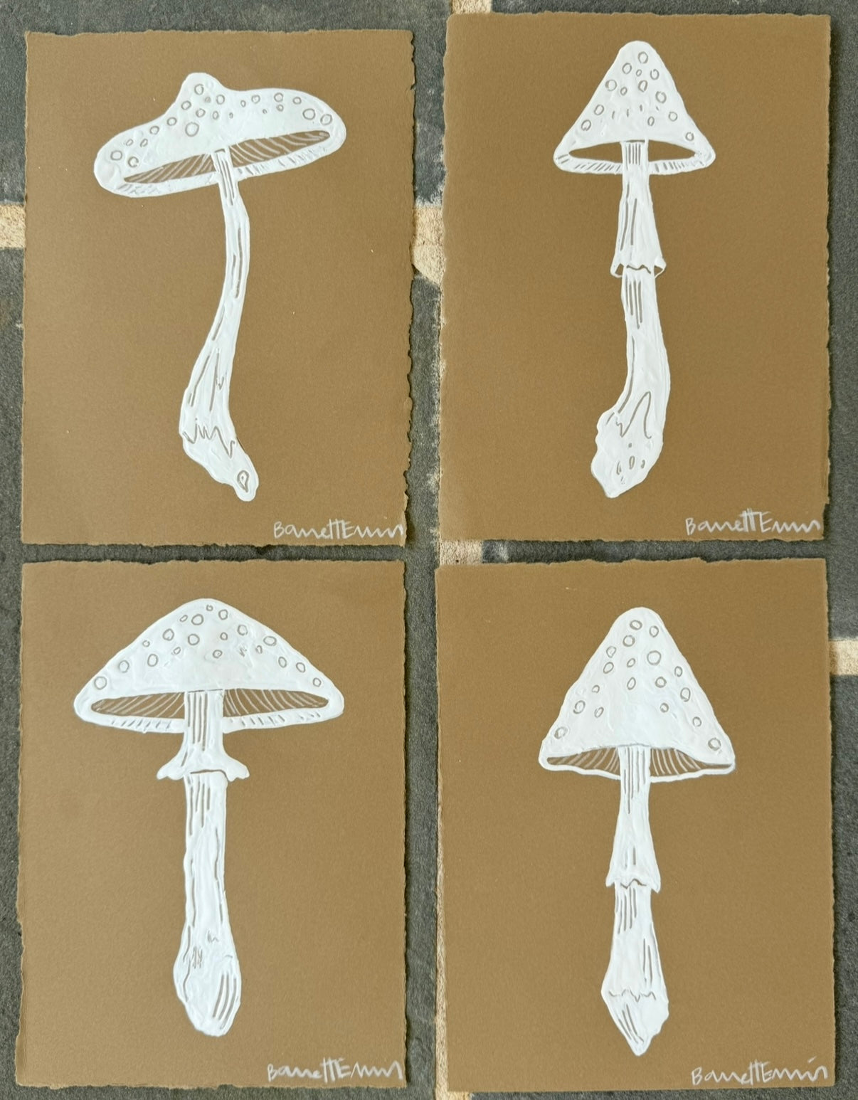 Mini White Mushroom II- 5.5 x 7”