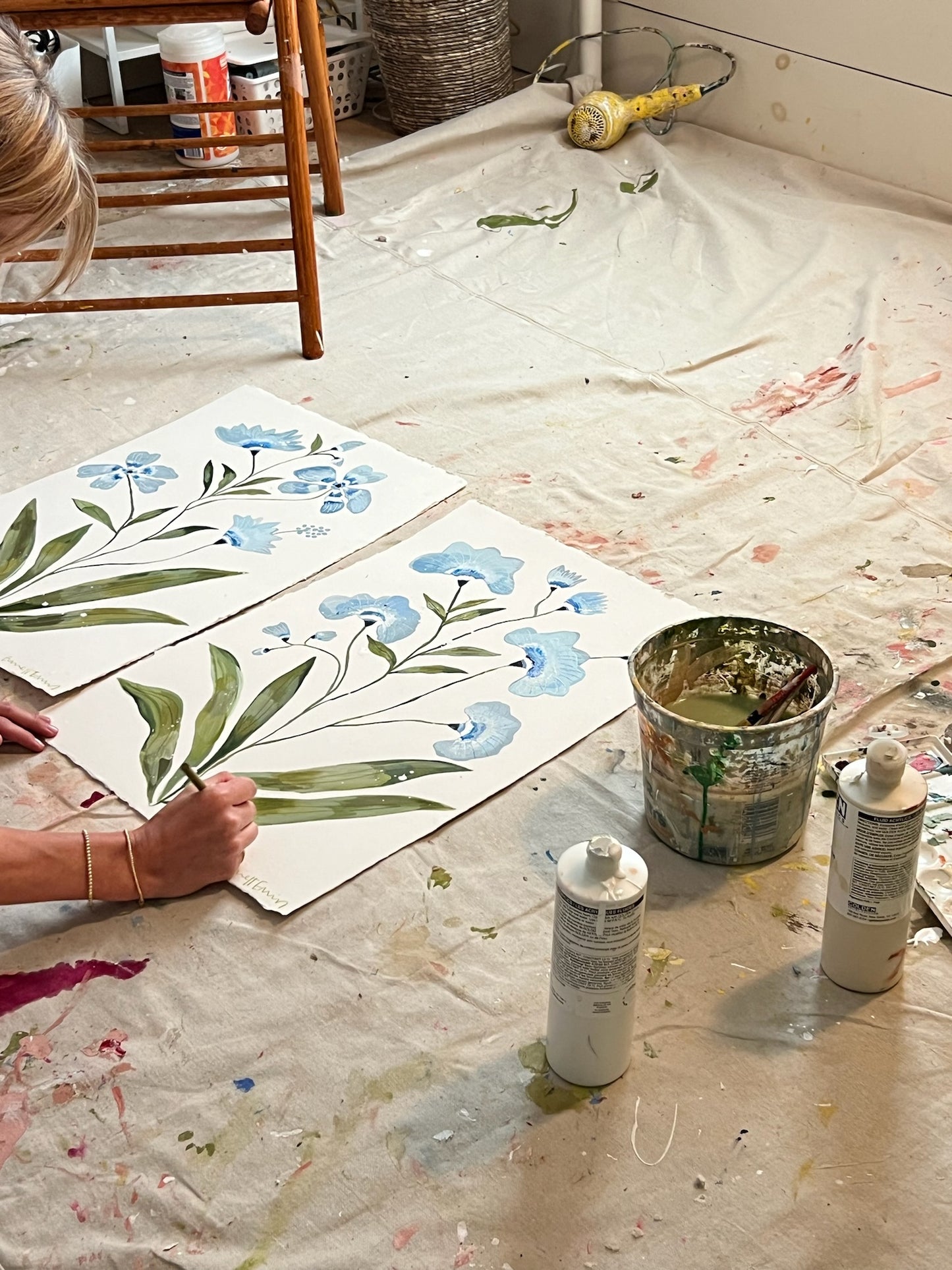 Blue Bellflower Blooms - 16 x 22"