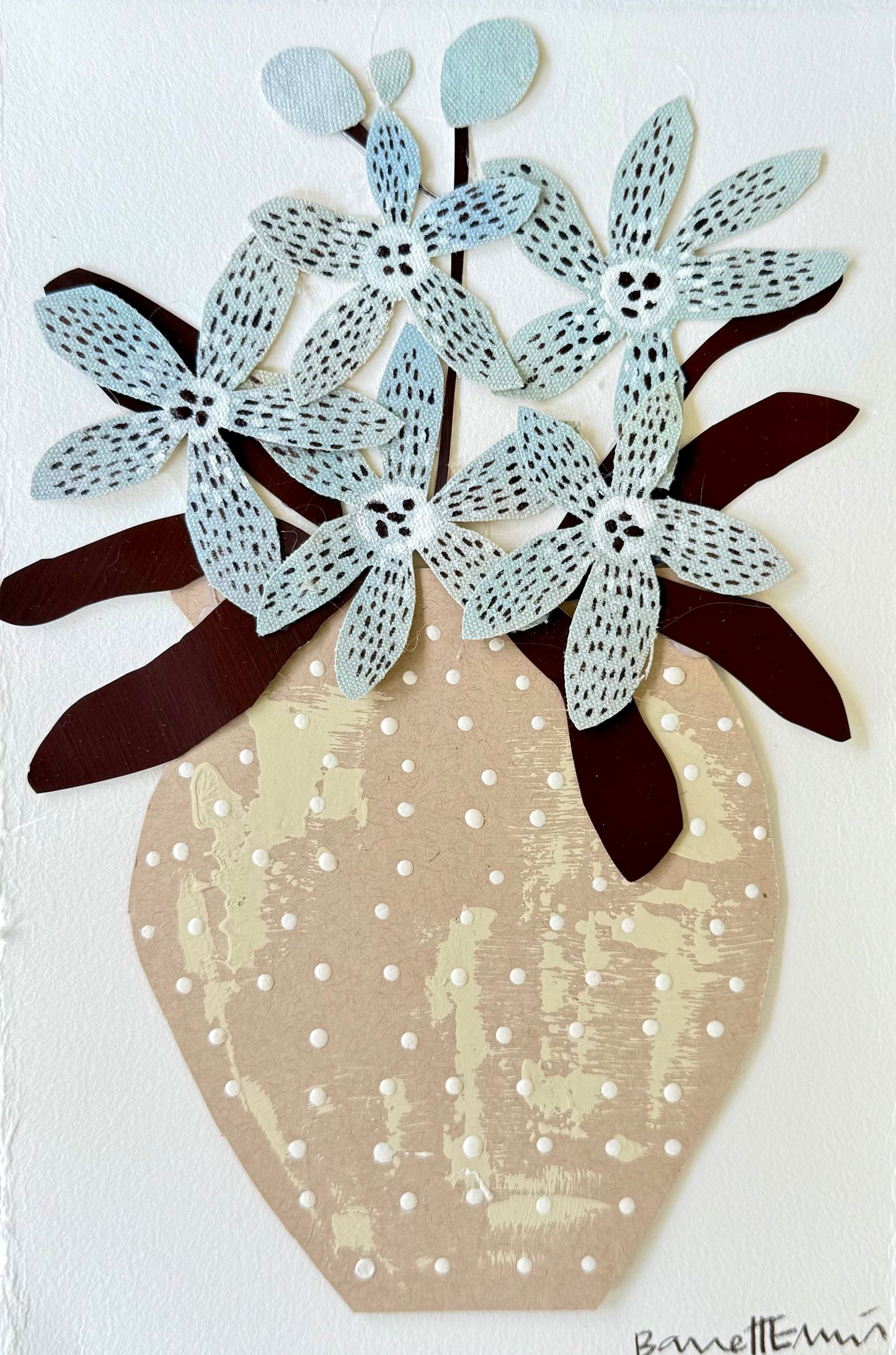 Mixed Media Potted Floral I - 11.5 x 7.5"