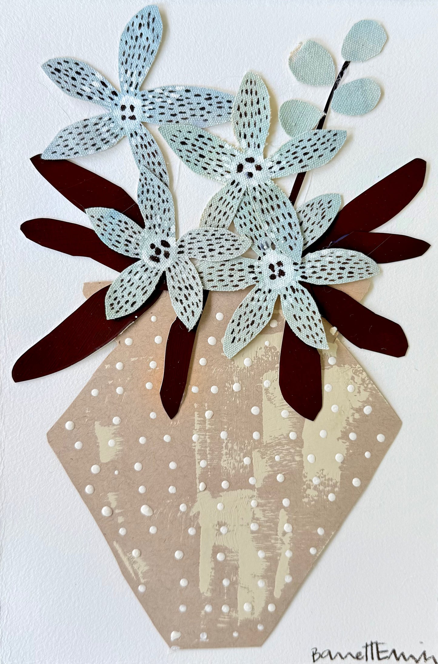 Mixed Media Potted Floral II - 11.5 x 7.5"