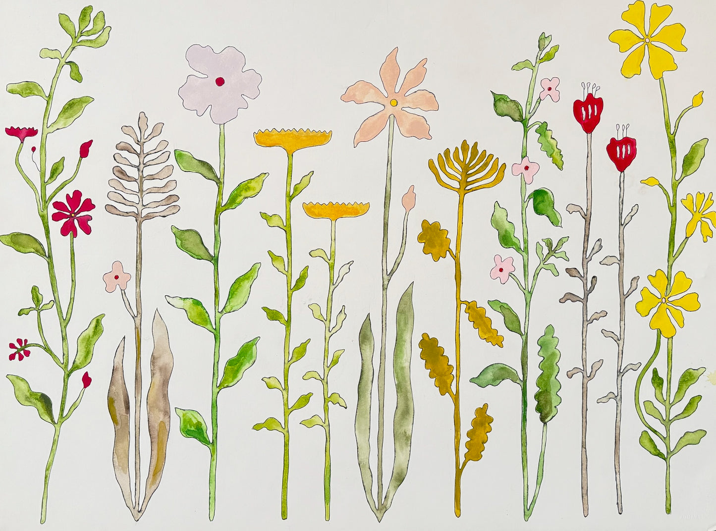 Watercolor Wildflowers I - 30 x 22"