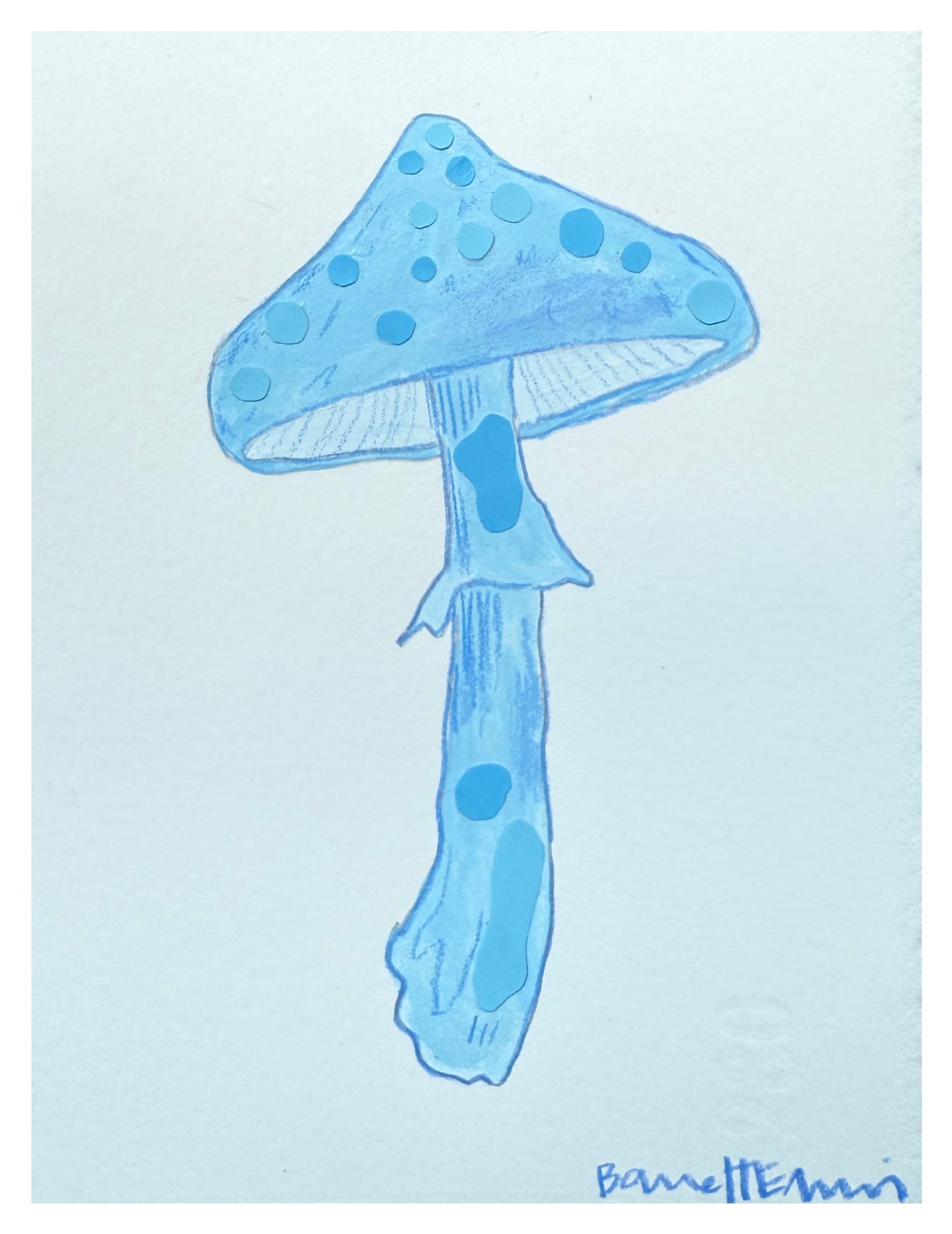 Mini Blue Mushroom - 5.5 x 7"