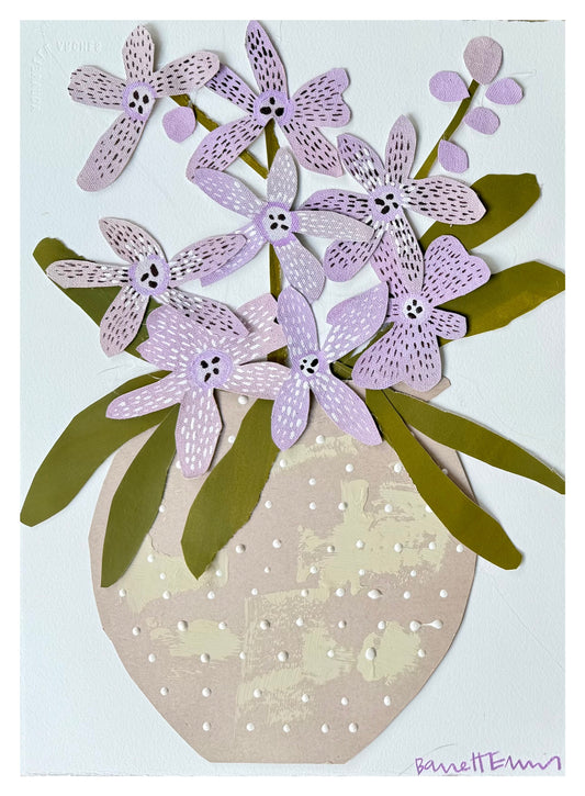 Mixed Media Potted Floral III - 11.5 x 15”