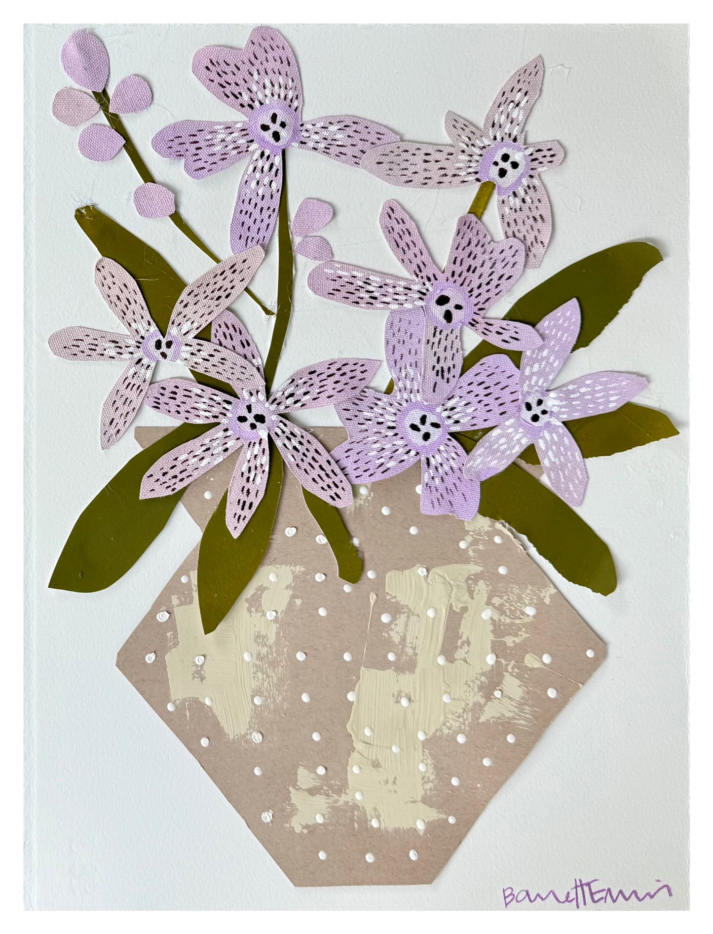 Mixed Media Potted Floral IV - 11.5 x 15”