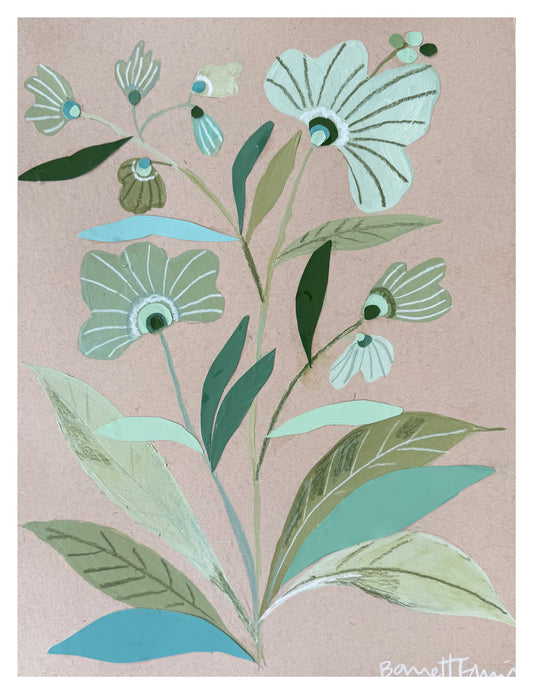 Mixed Media Zinnia - 12 x 9”