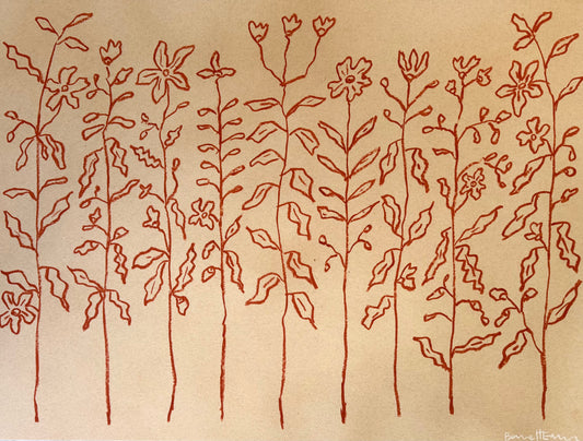 Burnt Orange Wildflower Silhouettes